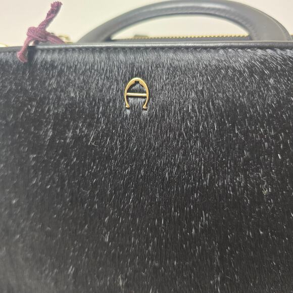 Etienne Aigner Cow Hyde and Leather Purse Black NWT  Retails $1200 - Picture 2 of 11